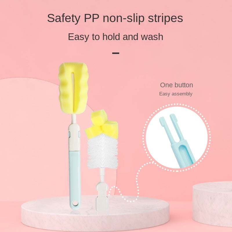 Baby Bottle Cleaning Set with Brush, Straw Brush and Rotating Sponge