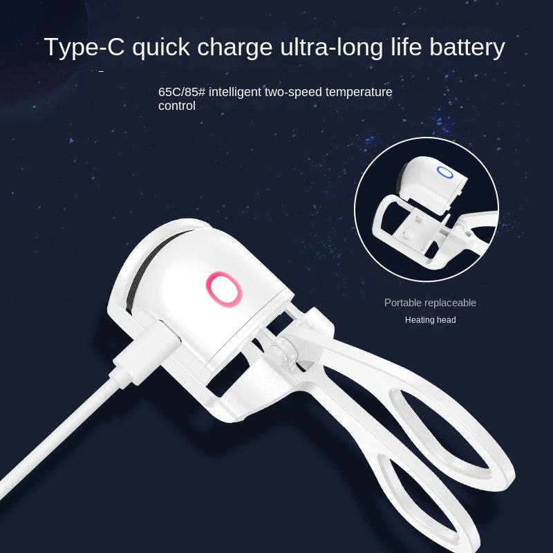 Electric Eyelash Curler USB Rechargeable Fast Heating Long-Lasting Curl Digital Display White