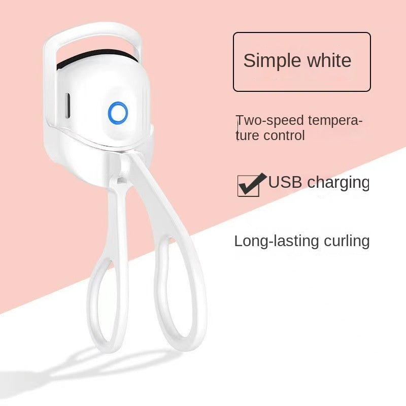 Electric Eyelash Curler USB Rechargeable Fast Heating Long-Lasting Curl Digital Display White
