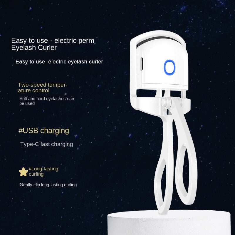 Electric Eyelash Curler USB Rechargeable Fast Heating Long-Lasting Curl Digital Display White