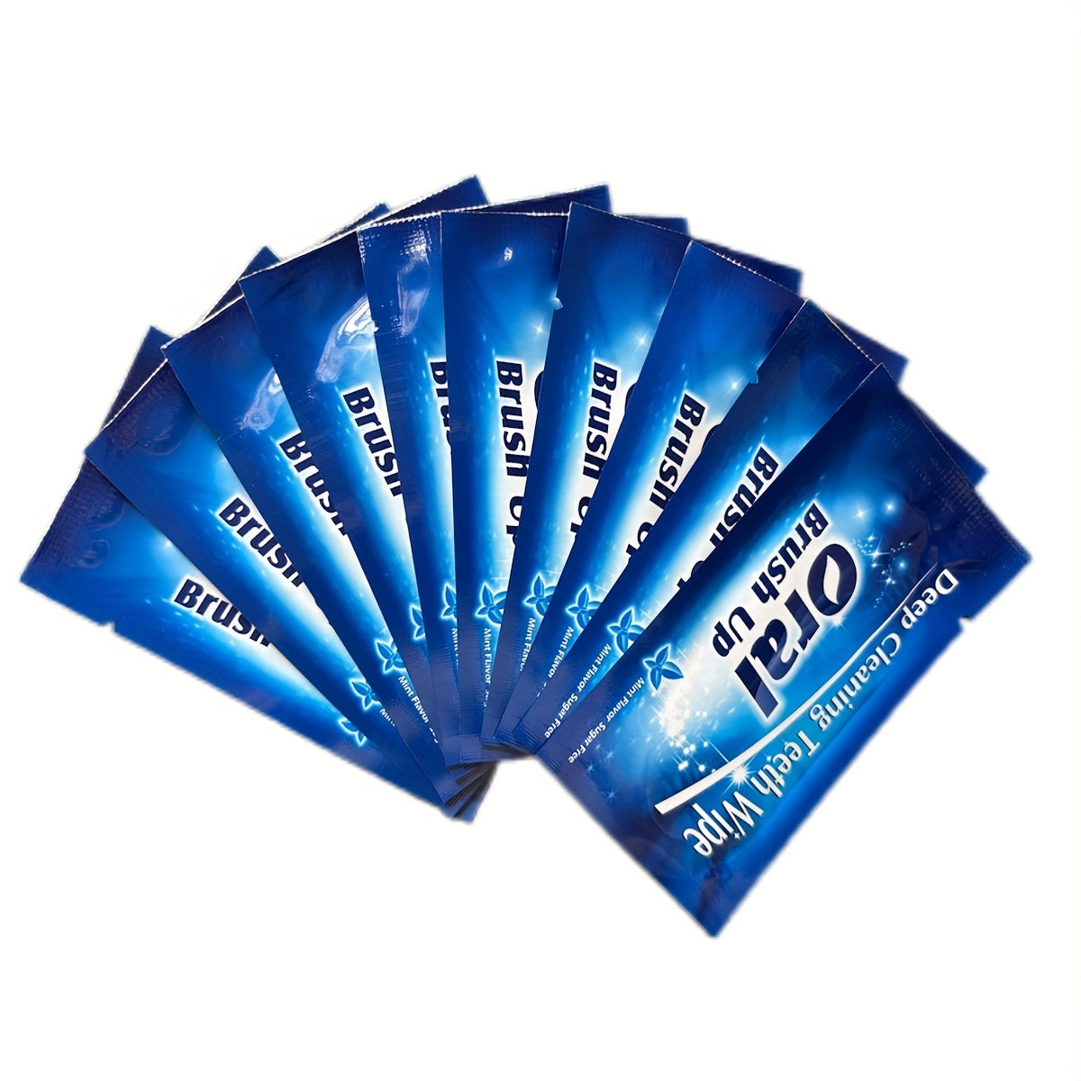 10Pcs Deep Clean Teeth Wipes Blue White Travel Dental Oral Hygiene