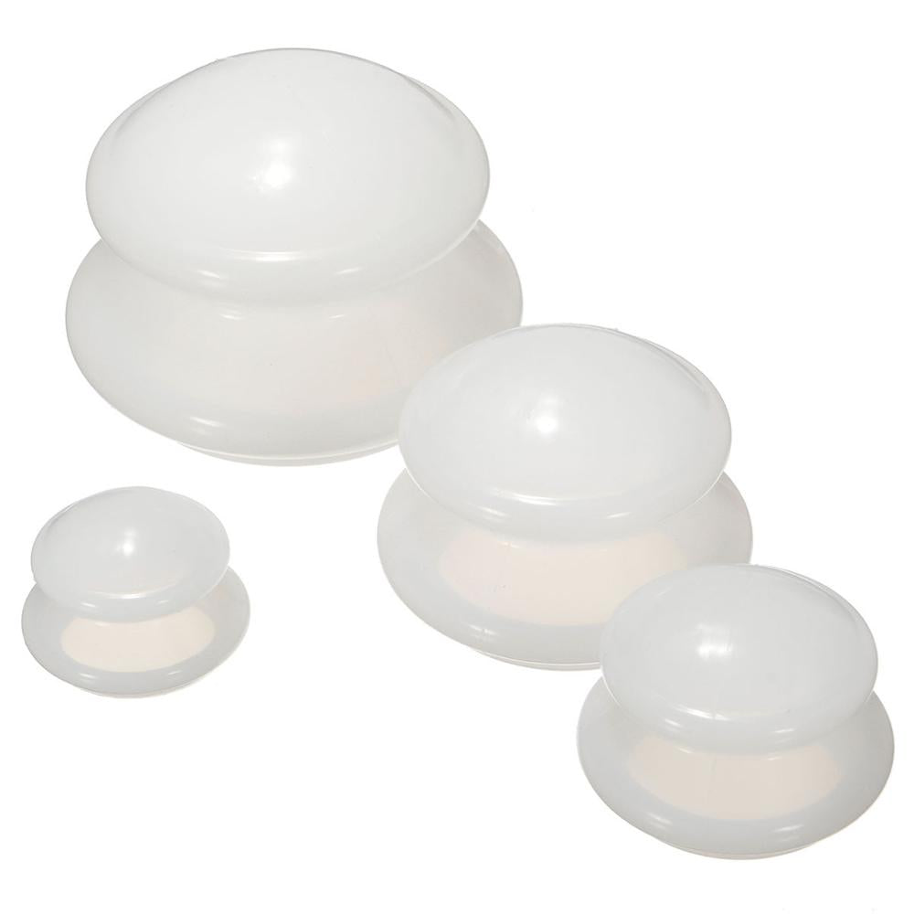 Set of 4 Silicone Massage Cupping Therapy Cups for Facial and Body Muscles