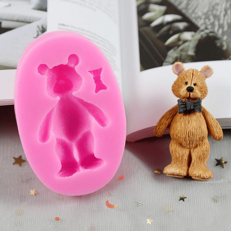 Cute Bear Chocolate Mold 3D Silicone Candy Mold for Cake Decorating Baking