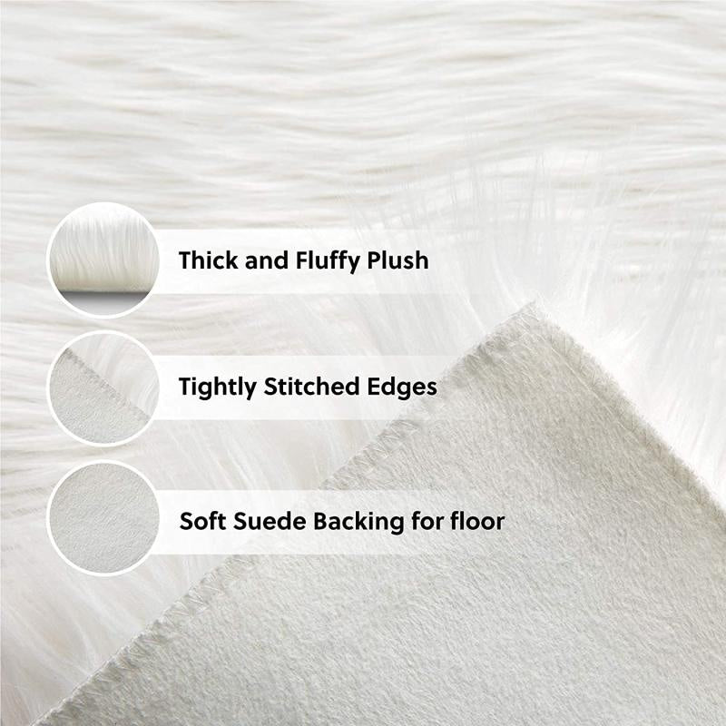 Alfombra de piel de oveja de imitación súper suave y esponjosa para cama, sofá, suelo, decoración de guardería