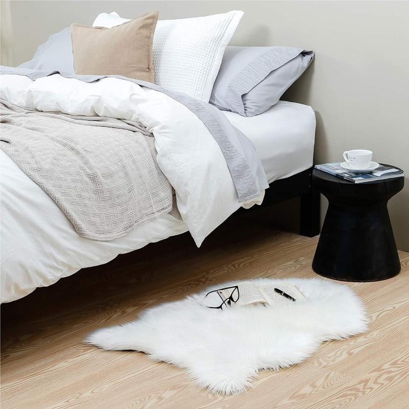 Alfombra de piel de oveja de imitación súper suave y esponjosa para cama, sofá, suelo, decoración de guardería