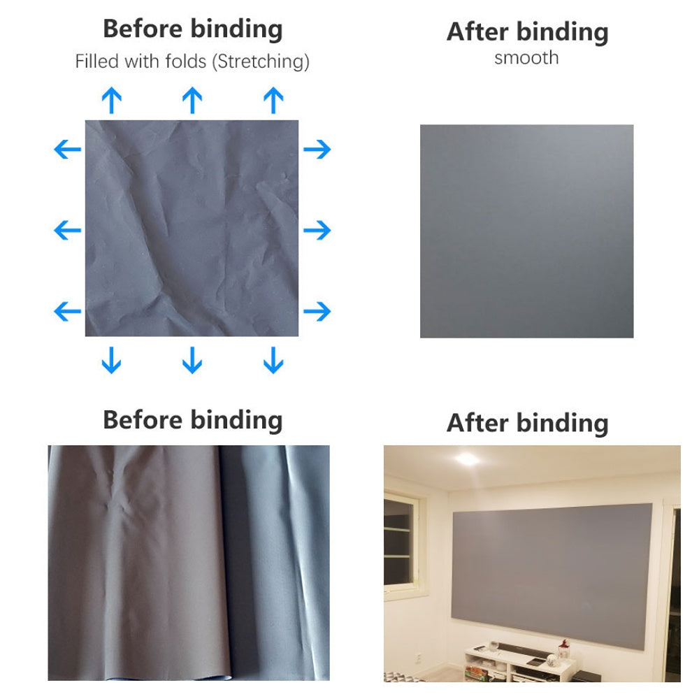 4K Anti-Light Projection Screen 16:9 Reflective Fabric 152.4/203.2/254 cm