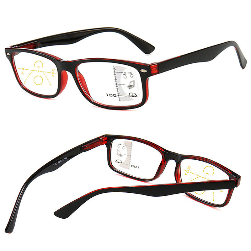 Progressive Multifocal Reading Glasses for Men Women Square Full Frame Blue Light Blocking +1.5 to +2.5 Diopter