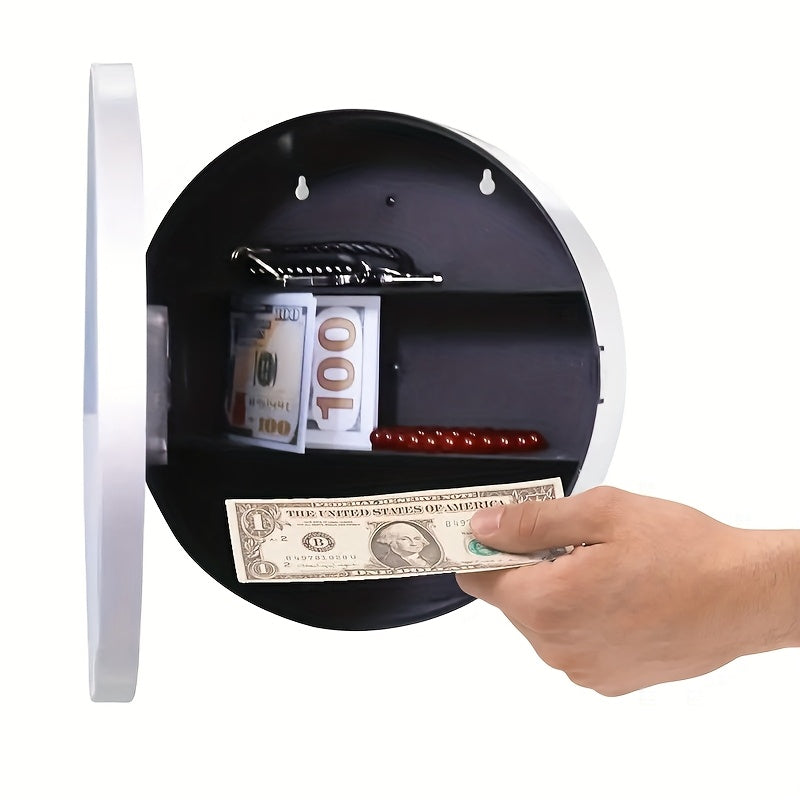 Reloj de pared con compartimento de seguridad oculto, marco de metal, esfera blanca