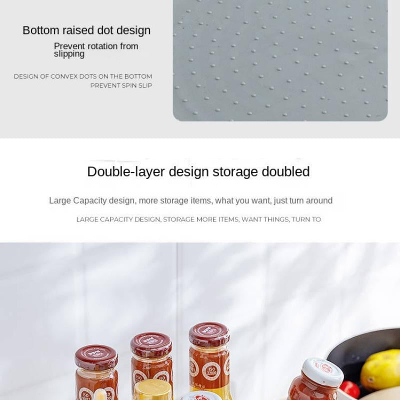 Multi-Functional 360° Rotating Spice Rack Organizer with Anti-Sliding Tray