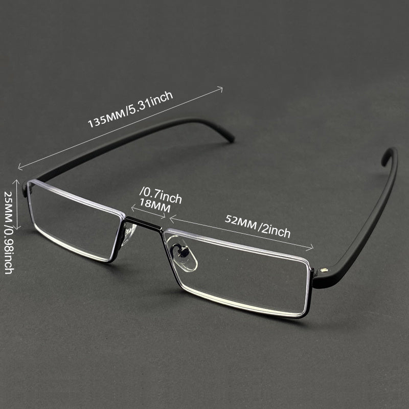 Men's Metal Square Reading Glasses TR90 Frame Presbyopia
