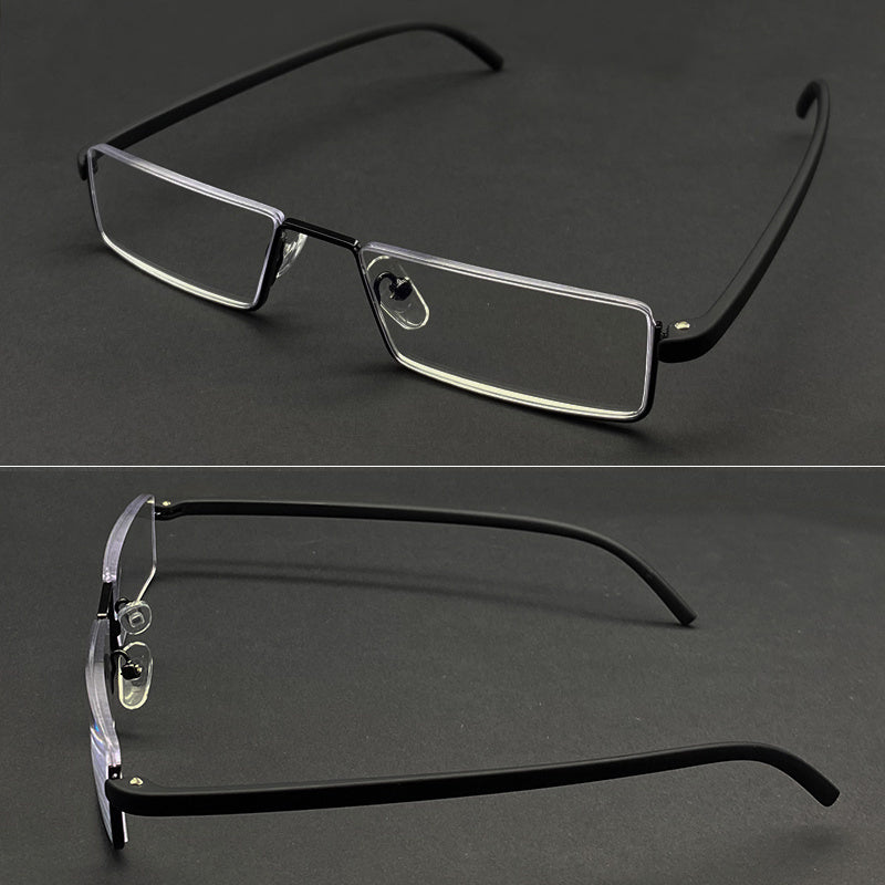 Men's Metal Square Reading Glasses TR90 Frame Presbyopia