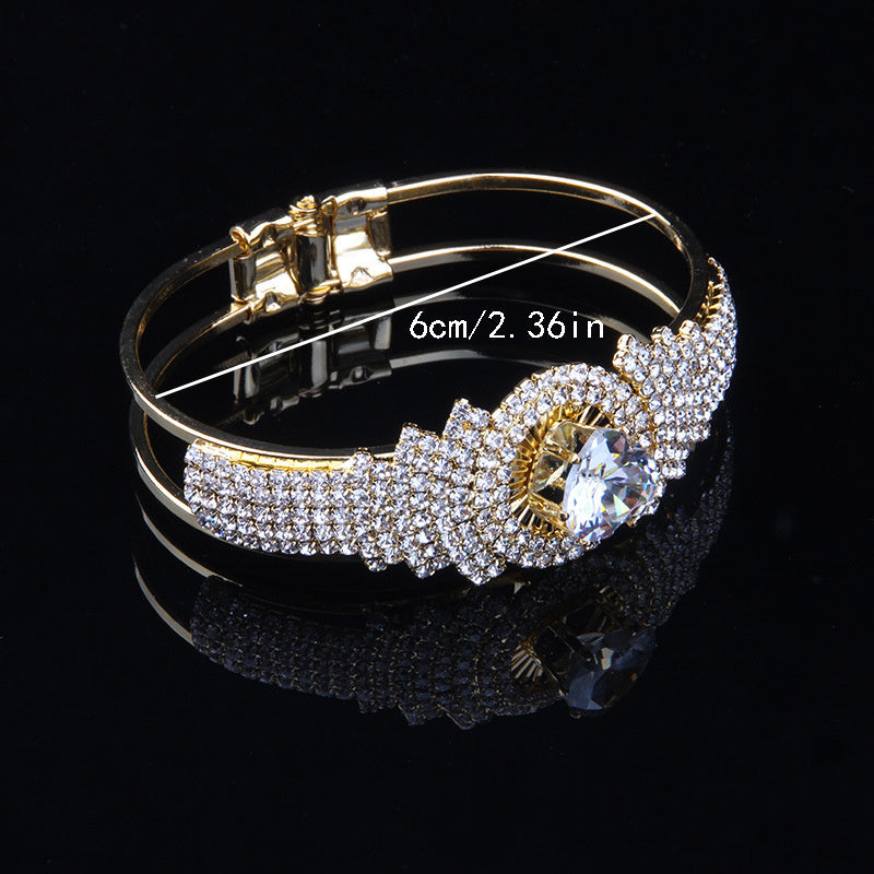 Elegante pulsera de bangle de cristal para mujer con piedras de rhinestone y decoración de joyería artesanal