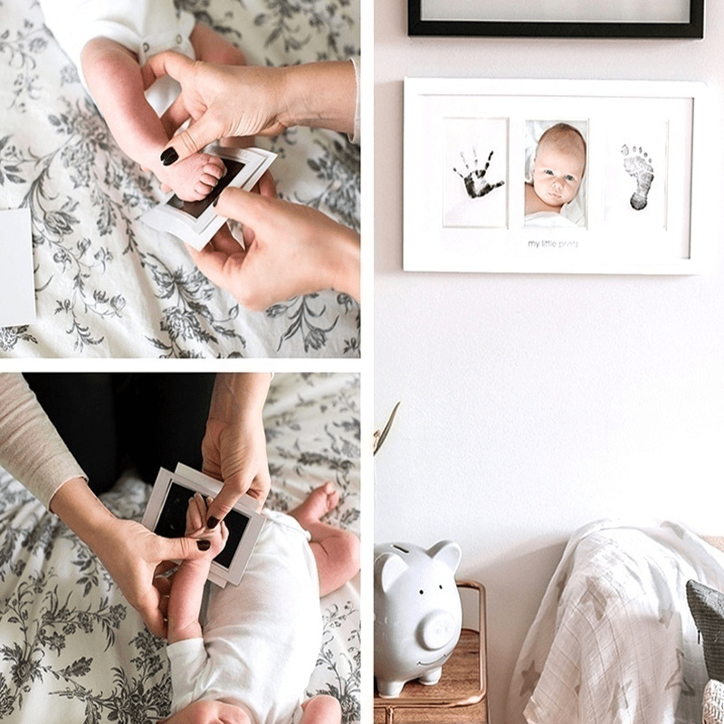 Baby Handprint and Footprint Kit Non-Toxic Ink Pad and Paper for Newborns