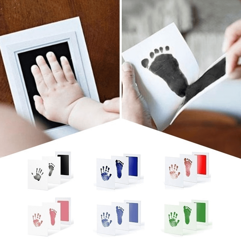 Baby Handprint and Footprint Kit Non-Toxic Ink Pad and Paper for Newborns