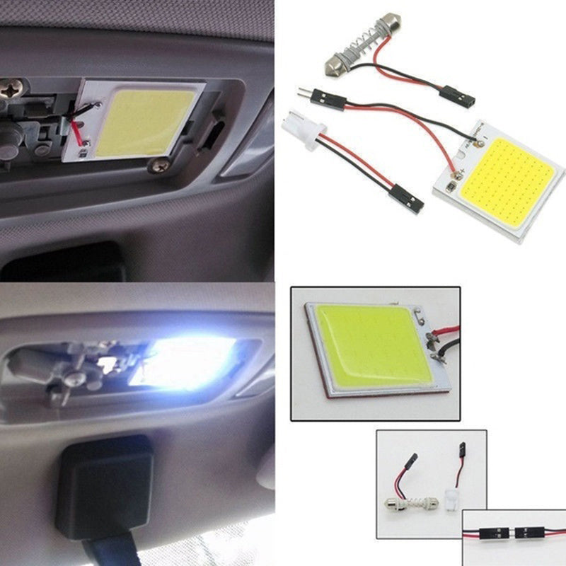 2pcs Car Interior LED Lights T10 COB 4W 12V Panel Dome Light White