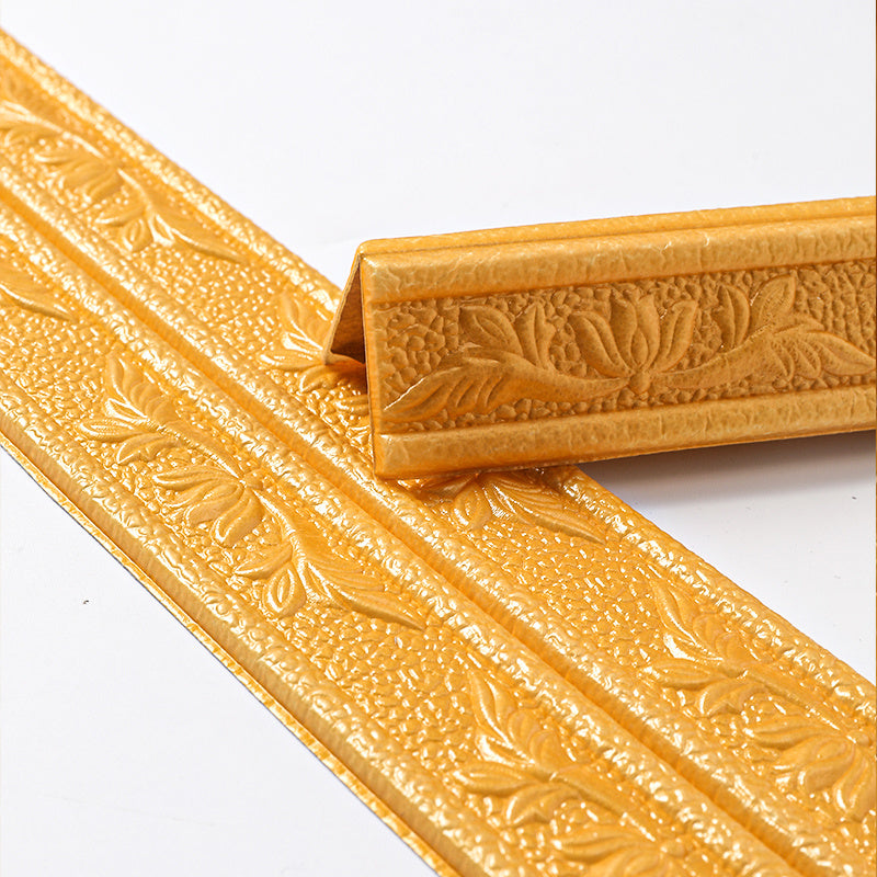 Флоральный 3D пенопластовый защитник стен с рельефным дизайном - самоклеящийся, водонепроницаемый, легкий в установке и очистке, прочный XPE пенопласт для домашнего декора, плинтусов и краев стен.