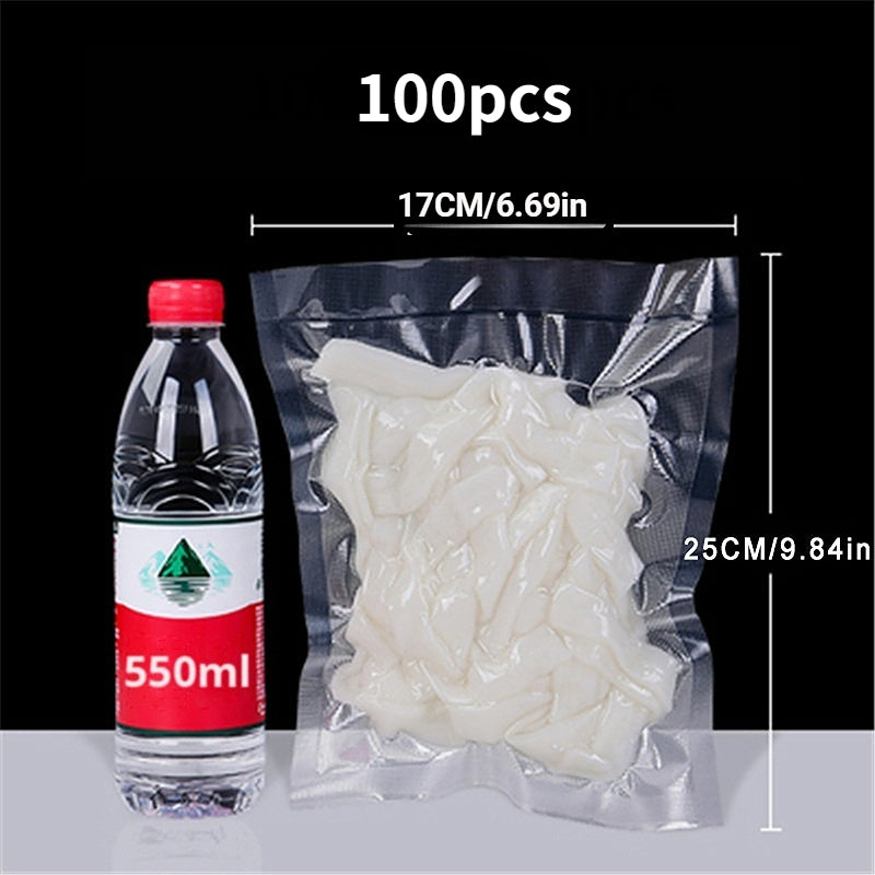 100 Pieces Vacuum Sealer Bags Assorted Sizes Food Storage Durable Plastic