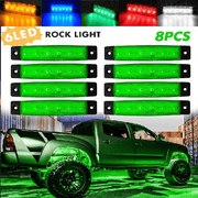 8PCS 6-LED Neon Rock Light Bars for Buses Boats Trucks RVs with Bright 12V