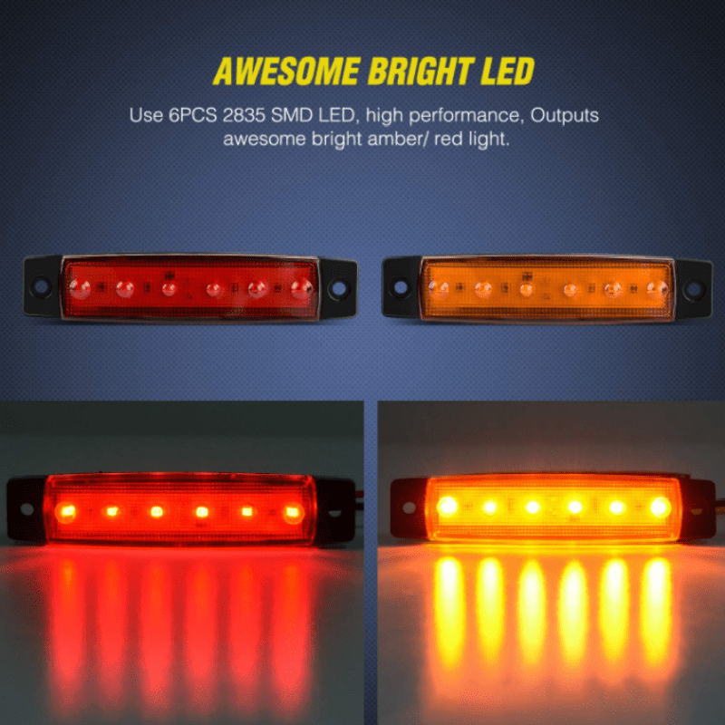 8PCS 6-LED Neon Rock Light Bars for Buses Boats Trucks RVs with Bright 12V