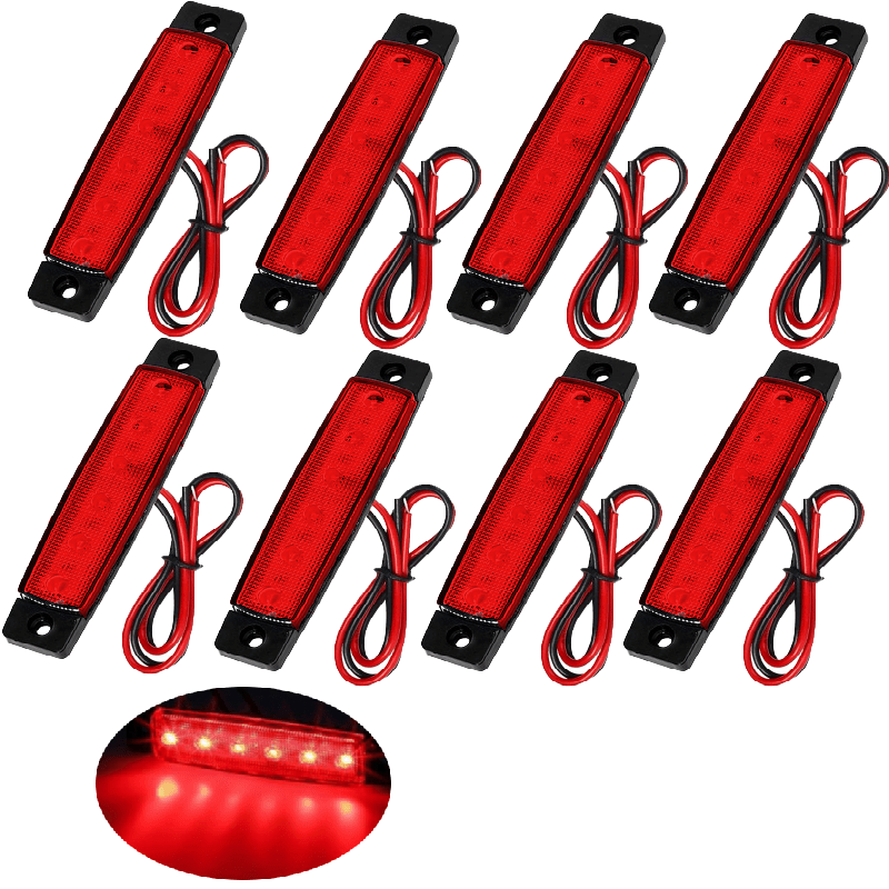 8PCS 6-LED Neon Rock Light Bars for Buses Boats Trucks RVs with Bright 12V