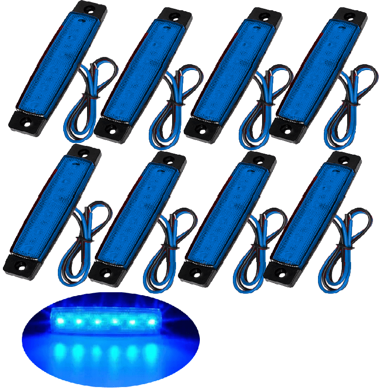 8PCS 6-LED Neon Rock Light Bars for Buses Boats Trucks RVs with Bright 12V