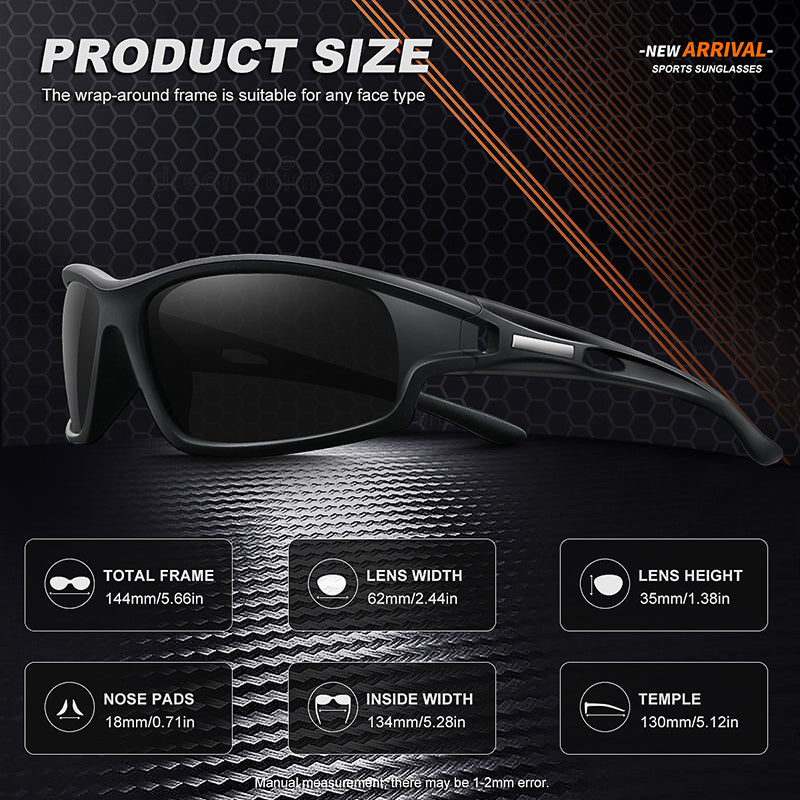 Unbreakable Polarized Men's Sports Sunglasses for Cycling Fishing Driving UV Protection