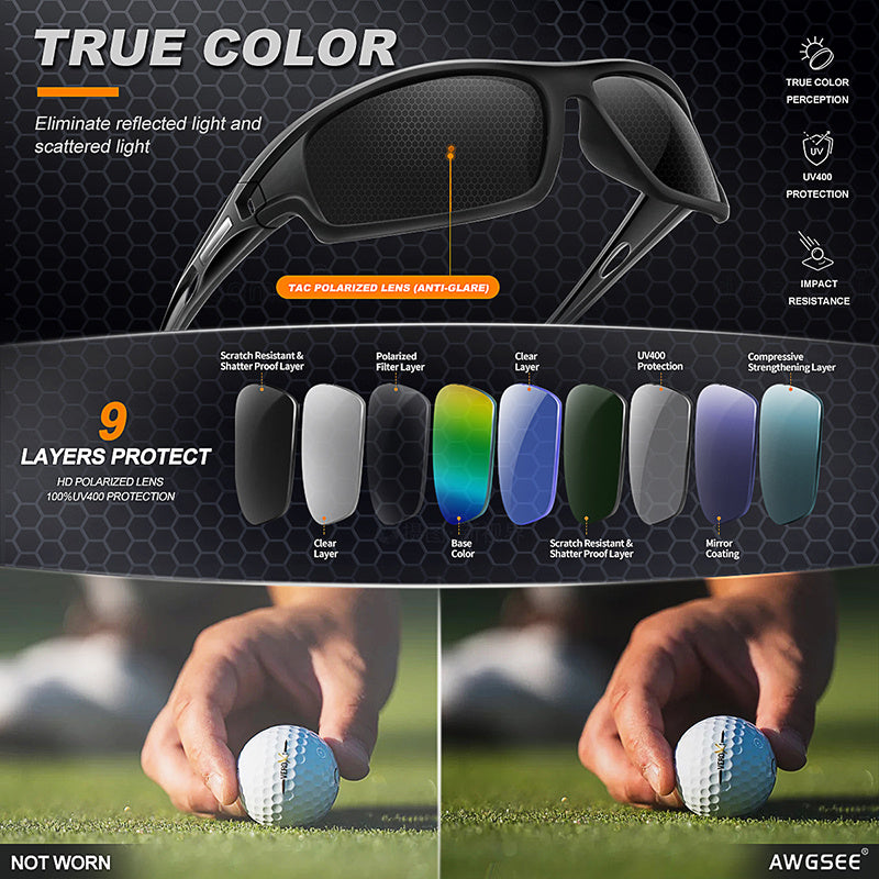 Unbreakable Polarized Men's Sports Sunglasses for Cycling Fishing Driving UV Protection