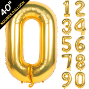 40-Inch Gold Number 40 Helium Foil Balloon for Birthday Party Decorations
