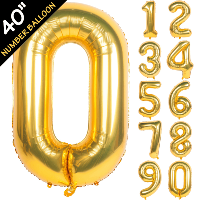 40-Inch Gold Number 40 Helium Foil Balloon for Birthday Party Decorations