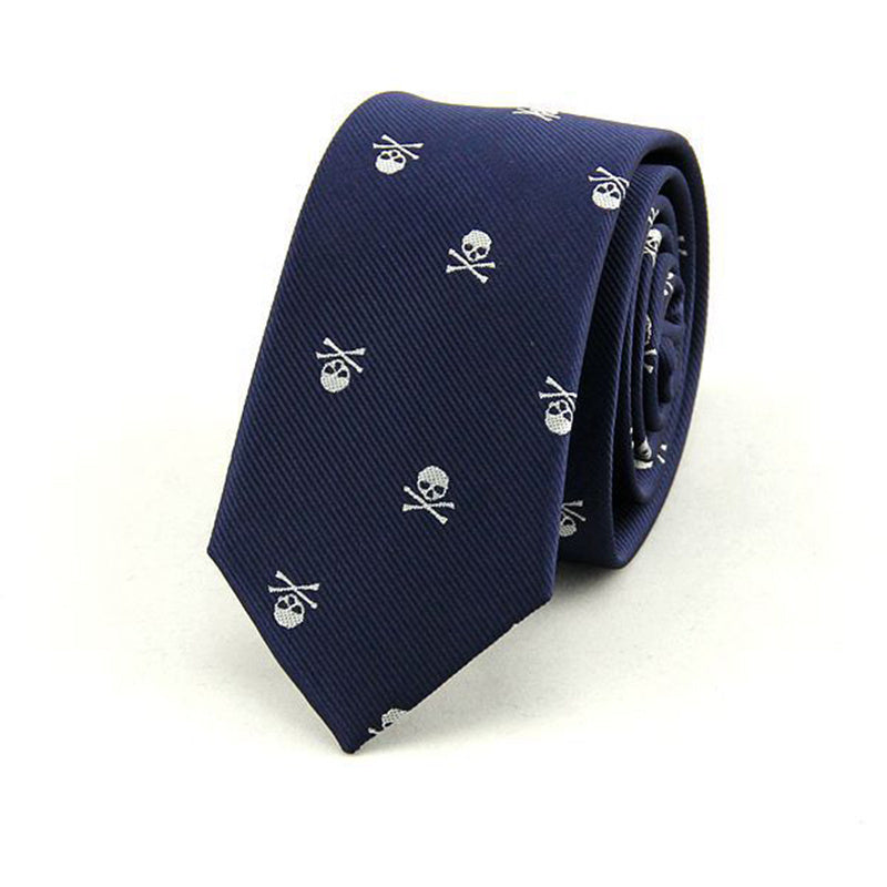 Polyester Printed Fashion Necktie with Classic Skull Design for Men, Perfect for Gift Giving