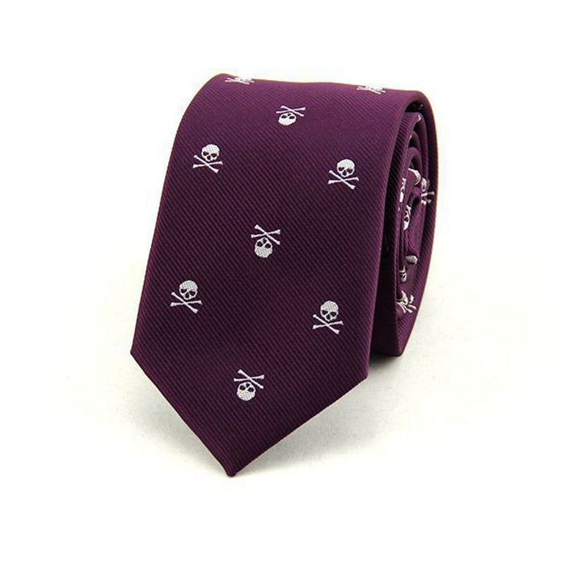 Polyester Printed Fashion Necktie with Classic Skull Design for Men, Perfect for Gift Giving