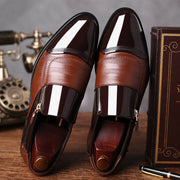 Men's Brown Oxford Shoes Leather Glossy Formal Dress Shoes Lace-Up Business Wedding Office
