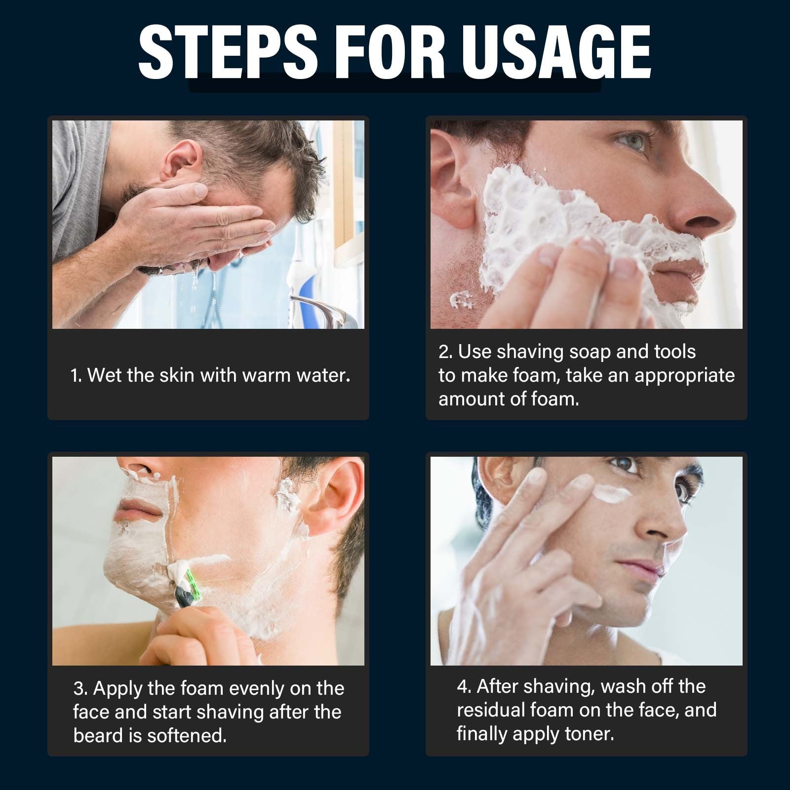 Jabón de afeitar para hombres, espuma suave y cremosa, cuidado facial rico y suave