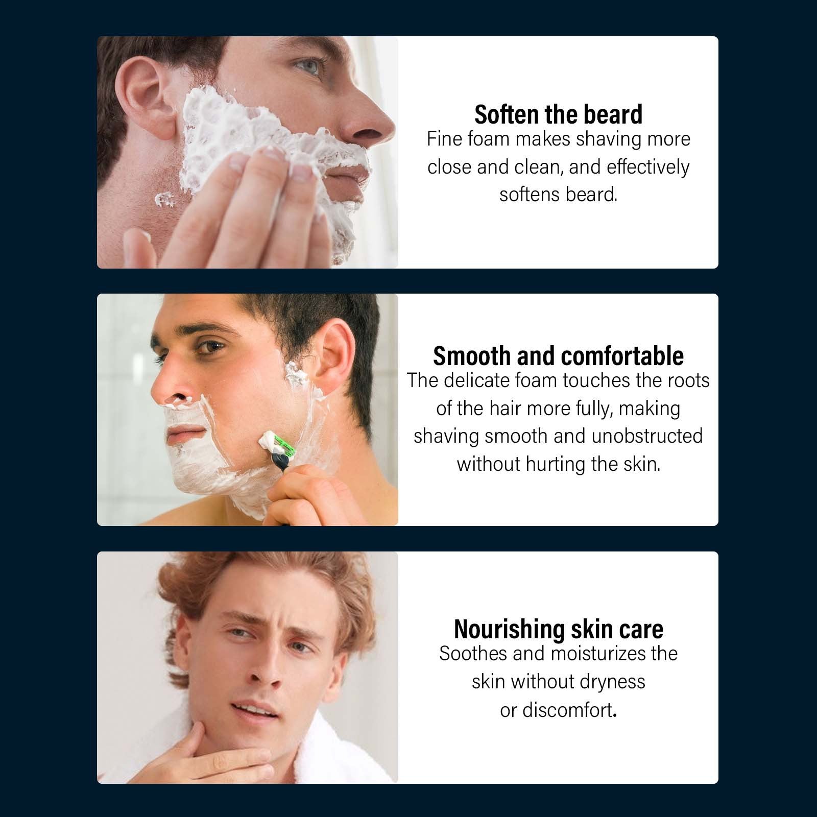 Jabón de afeitar para hombres, espuma suave y cremosa, cuidado facial rico y suave