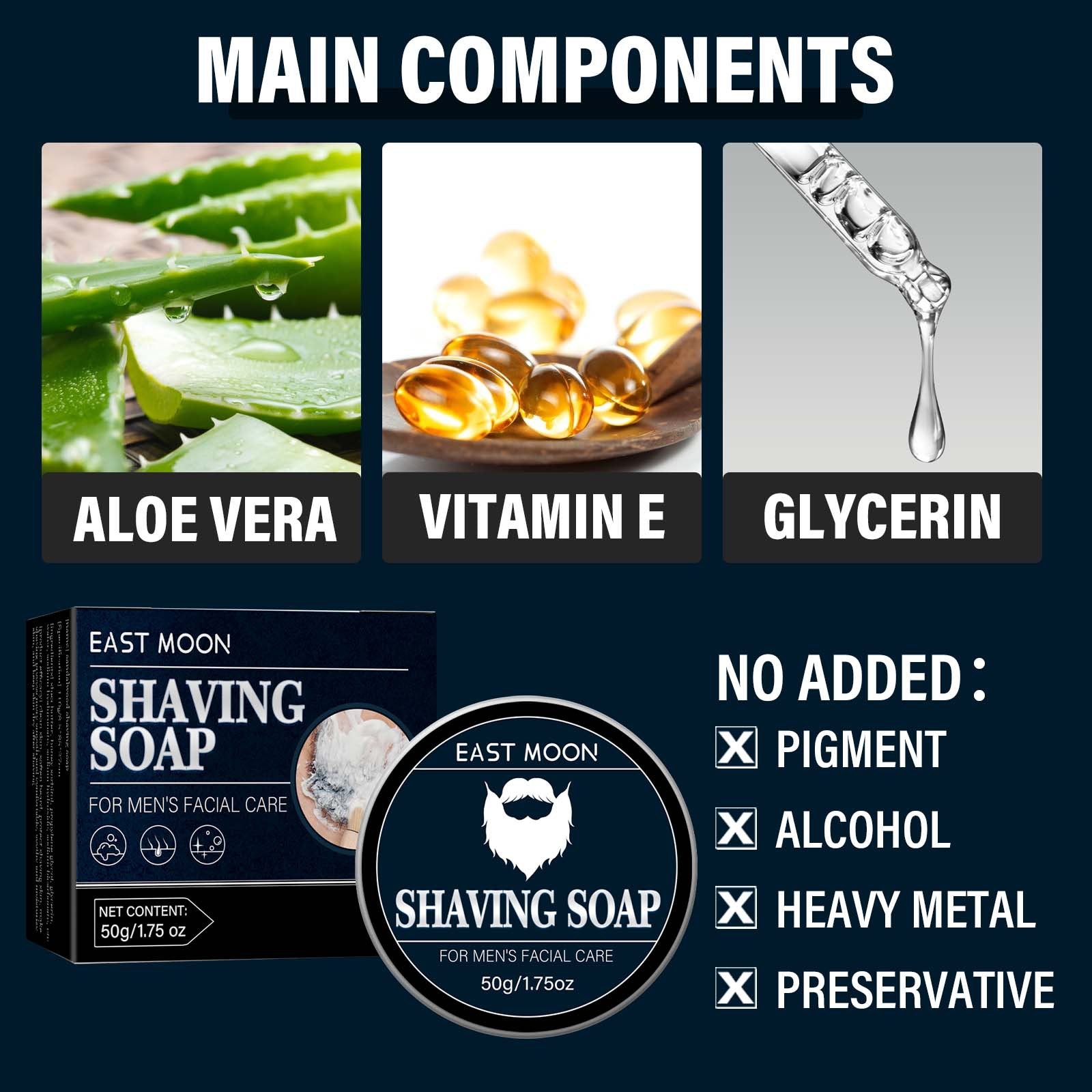 Jabón de afeitar para hombres, espuma suave y cremosa, cuidado facial rico y suave