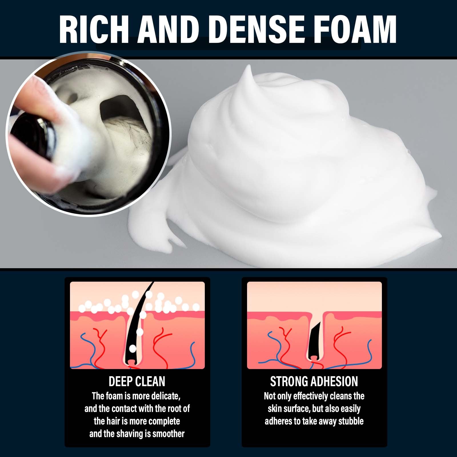 Jabón de afeitar para hombres, espuma suave y cremosa, cuidado facial rico y suave