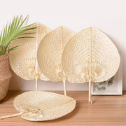 Handcrafted Heart-Shaped Bamboo Fan for Beach Mosquito Repellent 38x30cm Traditional Craftsmanship