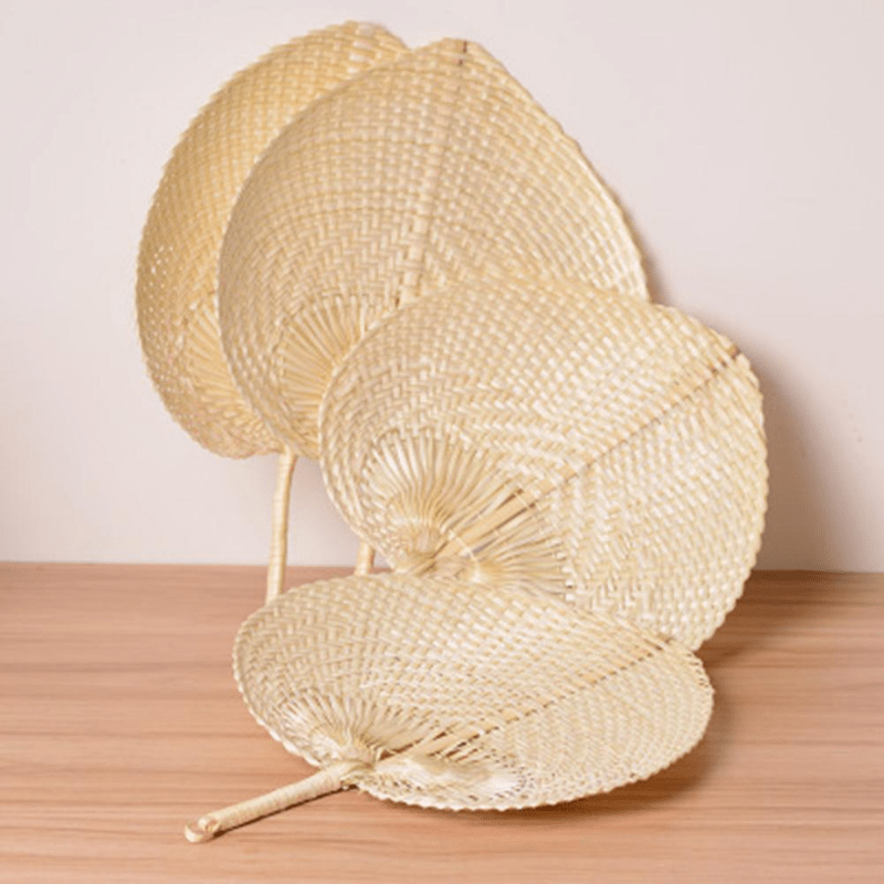 Handcrafted Heart-Shaped Bamboo Fan for Beach Mosquito Repellent 38x30cm Traditional Craftsmanship