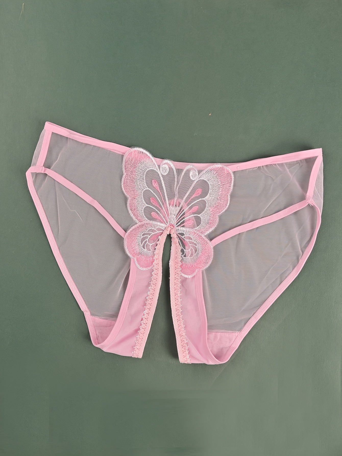 Women's Mesh Butterfly Lingerie Breathable Silky Underwear Size M