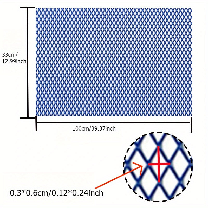 Herramienta universal de modificación de carrocería de vehículo, malla del parachoques delantero de aluminio con diamantes, rojo y azul