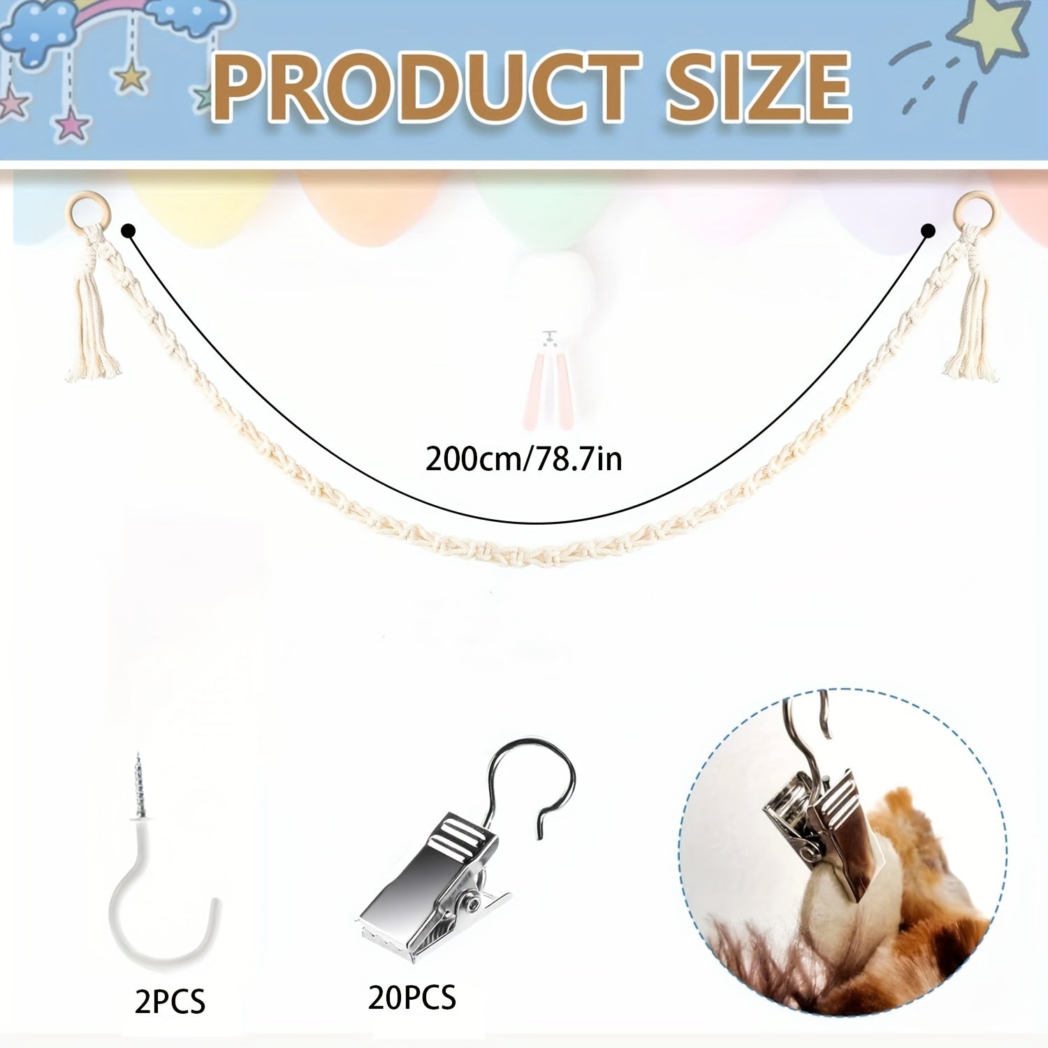 Handcrafted Macrame Toy Chain for Stuffed Animals Bohemian Home Decor