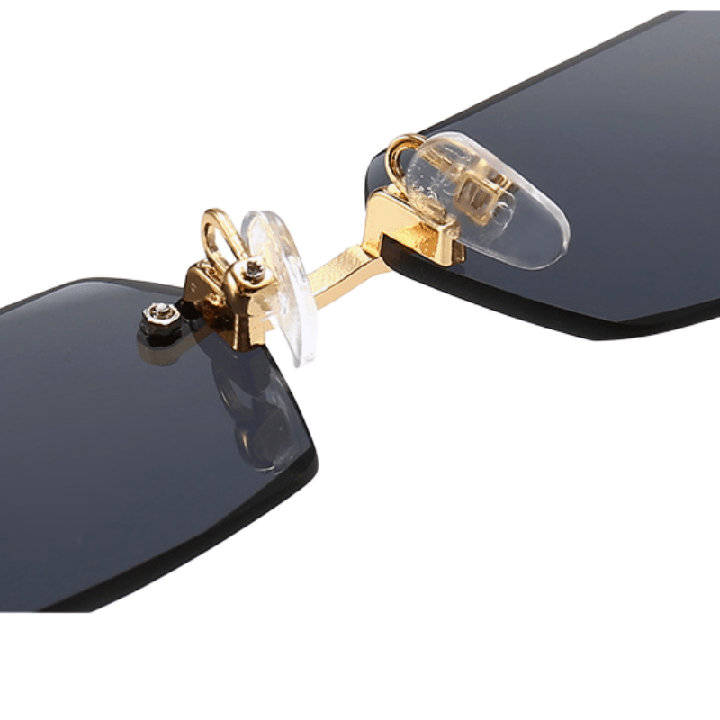 Stylish Rimless Rectangle Glasses Small Square Sunglasses for Men Women Summer Travel Durable PC Frames