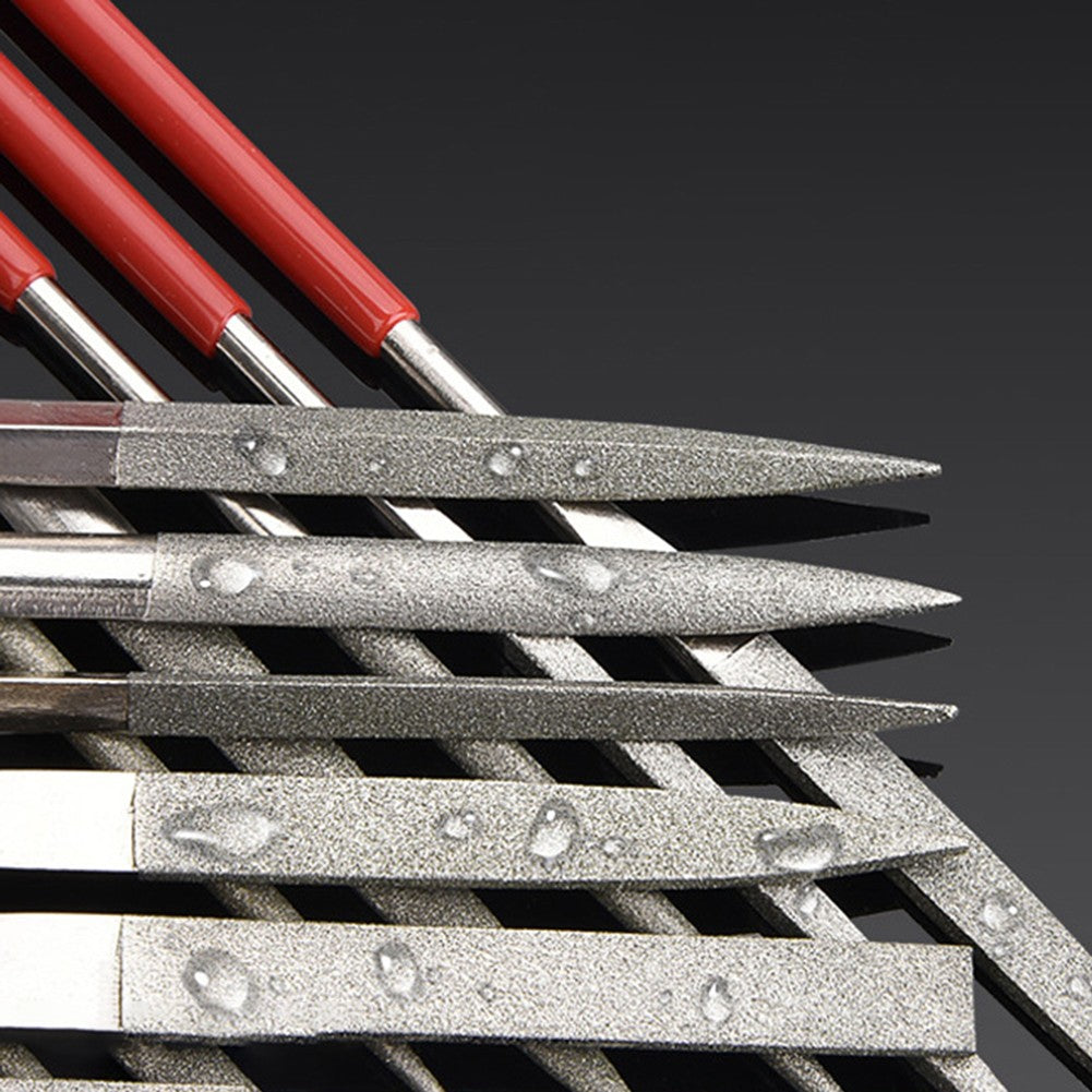 10-Piece Red Handle Guitar File Set with Diamond and Metal Tips for Luthier Repairs