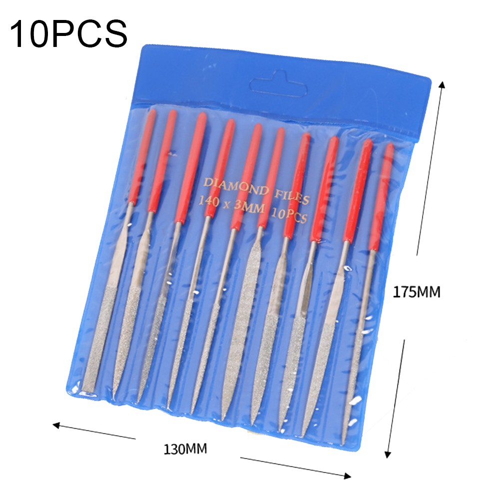 10-Piece Red Handle Guitar File Set with Diamond and Metal Tips for Luthier Repairs