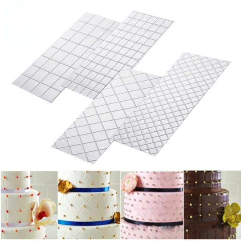 4-Piece Transparent Cake Border Decorating Mat Set 30.48x16cm Plastic Embellishment Tools