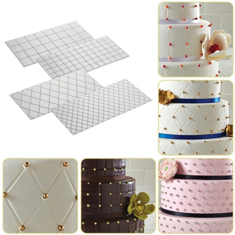 4-Piece Transparent Cake Border Decorating Mat Set 30.48x16cm Plastic Embellishment Tools