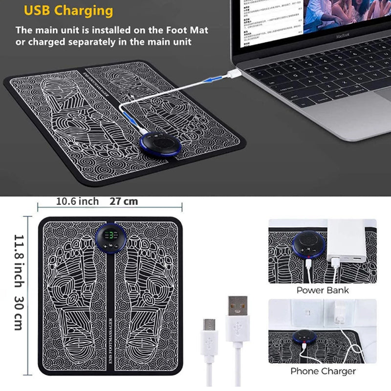 15 daqiqalik tinchlantiruvchi qulaylik, 6 ta sozlama va uyda dam olish uchun USB orqali zaryadlanadigan elektr oyoq massajchisi.
