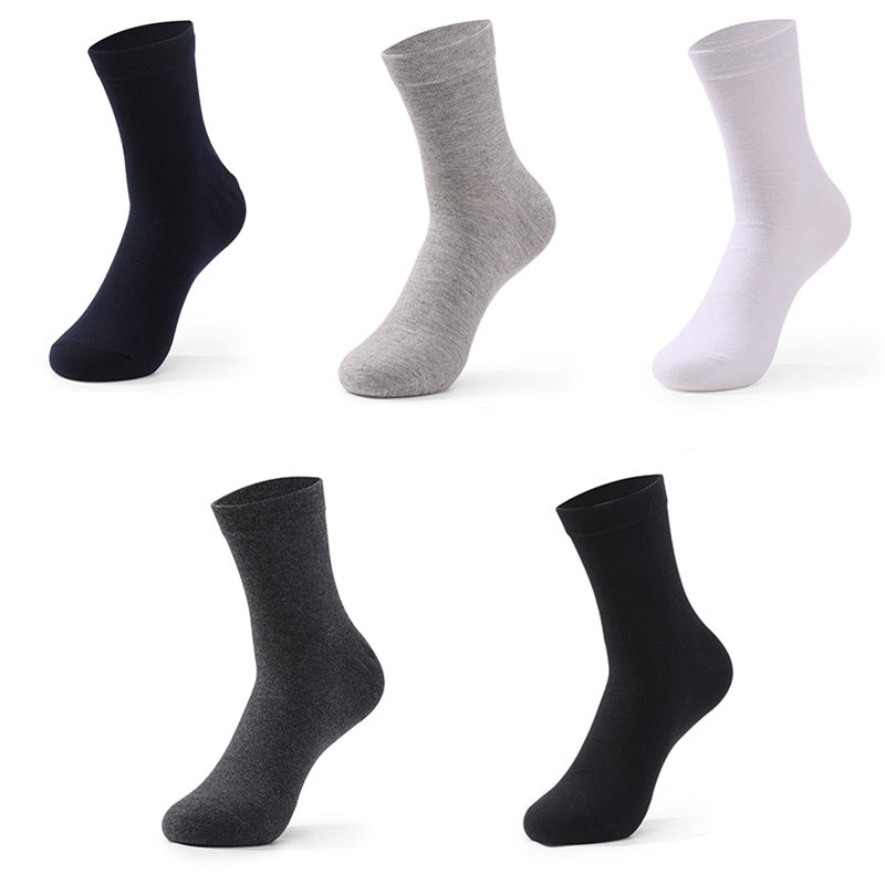 Men's Cotton Blend Solid Color Business Socks 6 Pairs Sweat Absorption