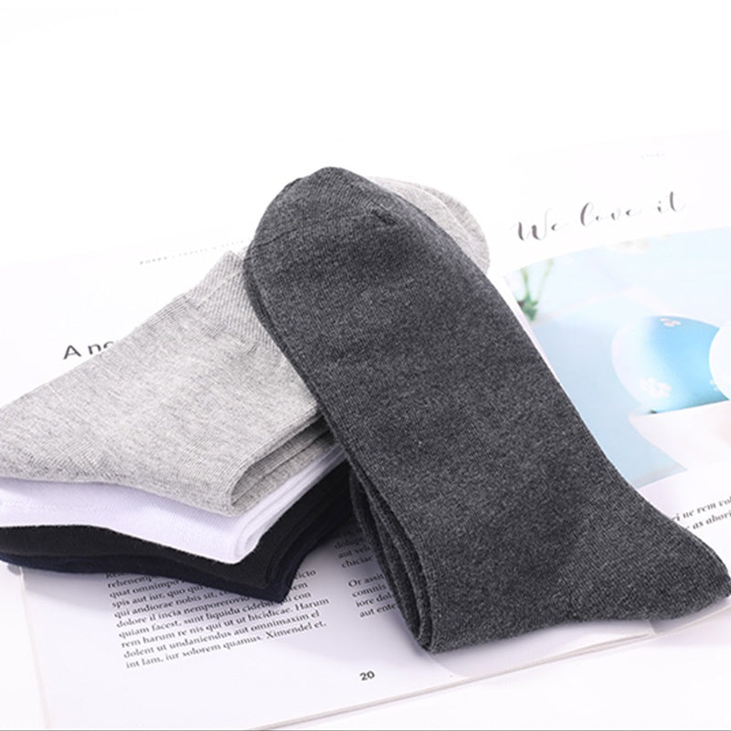 Men's Cotton Blend Solid Color Business Socks 6 Pairs Sweat Absorption