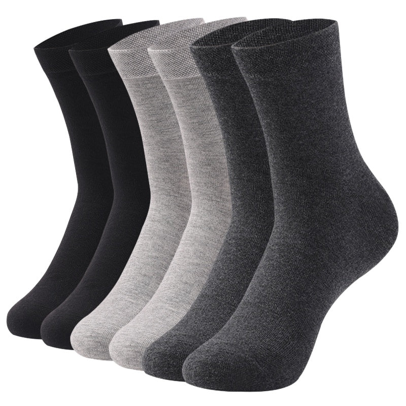 Men's Cotton Blend Solid Color Business Socks 6 Pairs Sweat Absorption